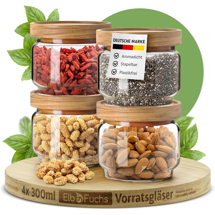 Набір скляних банок для зберігання з кришкою (300, 500, 700, 1000 мл) | Гірчиця, герметичні, захист від молі | 4 шт.