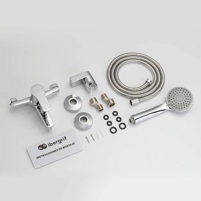 Набір змішувача для ванни Ibergrif Star з душовою лійкою, тримачем для душу та шлангом, хром