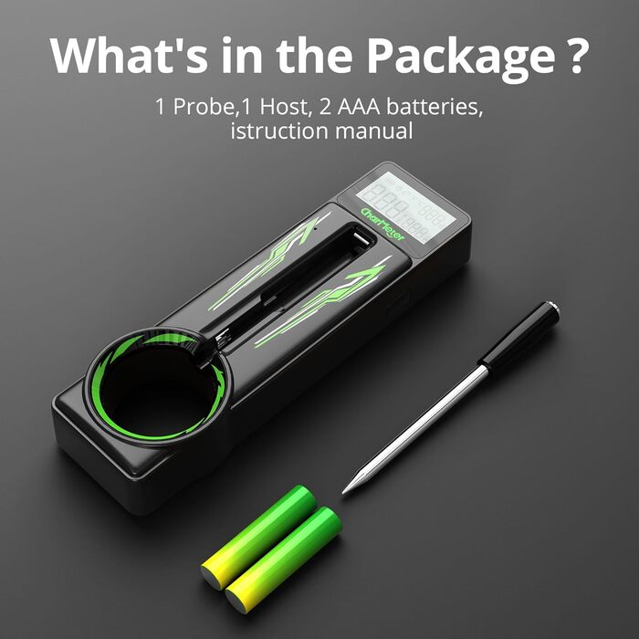 Бездротовий термометр для м'яса з Bluetooth, 100 м, розумні рецепти, LED-дисплей, для приготування їжі, кухні, BBQ, грилю