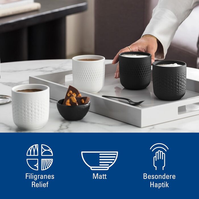 Villeroy & Boch Kaffeebecher Set – 2 шт., чорний, преміум-фарфор, для мікрохвильової печі та посудомийної машини