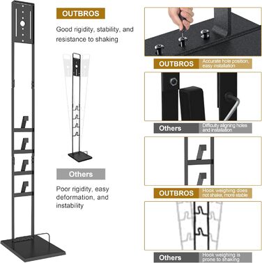 Підставка для пилососа OUTBROS для Dyson Gen5-V6, підлогова підставка та тримач для ручного пилососа, чорна