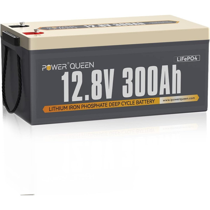 Акумуляторна батарея Power Queen LiFePO4 12.8V100Ah з Bluetooth RV190, понад 4000 часу глибокого циклу, довговічна батарея, ідеальна для автофургонів, автофургонів, тролінгового мотора та кемпінгу (12V300Ah)