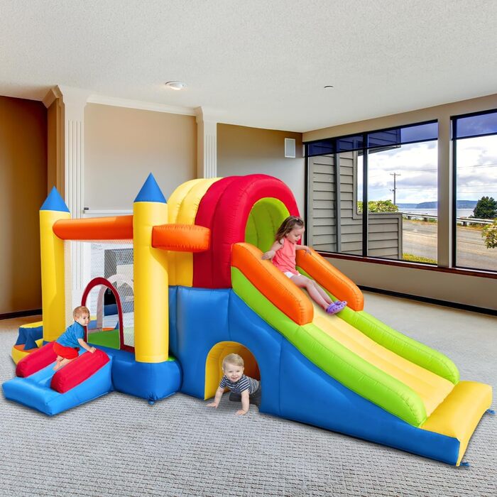 Надувний батут для дітей з насосом, міцний матеріал, для 3-4 дітей, 315x245x194 см (QCPY)