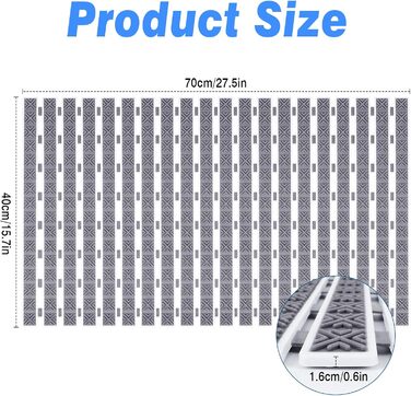 Нековзний килимок для ванної Dadabig 40x70см, протиковзкий килимок для душу TPE, вирізаний за розміром, швидковисихаючий, сірий
