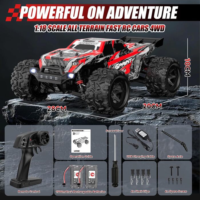 Радіокерований позашляховик 1:18 40 км/год 2.4GHz 4WD для дітей та дорослих. RC дрифт-трак, баггі для перегонів на вулиці та бездоріжжі.