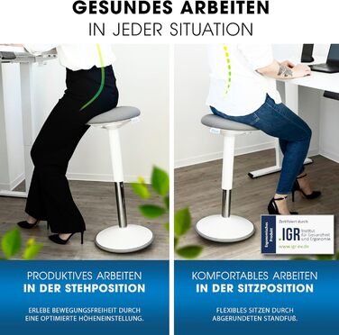 Ергономічний офісний стілець 2в1: стілець та підставка для ніг - регульована висота, для здорової спини, офіс (білий)