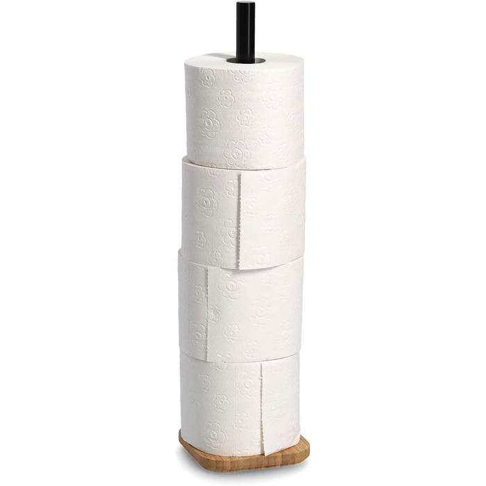 Тримач для туалетних рулонів Zeller, бамбуковий, 12x12x46 см, для зберігання туалетних рулонів, натуральний (60 символів)