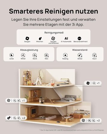 Робот-пилосос 3i G10+ з функцією миття підлоги, автоматичним компакттором сміття, потужністю всмоктування 18000 Па, вбудованою бічною щіткою та миючим мопом, інтелектуальною навігацією та уникненням перешкод за допомогою ШІ