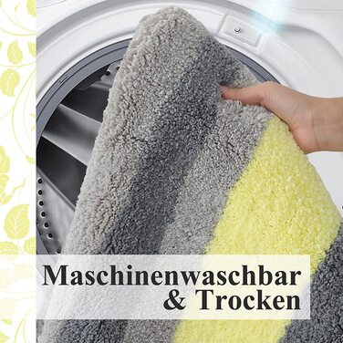 Набір килимків для ванної кімнати Homaxy (2 шт.) з мікрофібри, швидковисихаючі, м'які, з високим ворсом, 40x60 см + 50x80 см, зелено-сірий