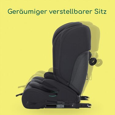 Автокрісло Bebeconfort Mitwachsender Kindersitz 9-36 кг, 15 міс. - 12 років, 76-150 см, збоку захист, 11 положень підголівника, інтегровані підлокітники, EverFix Plus i-Size (Чорний)