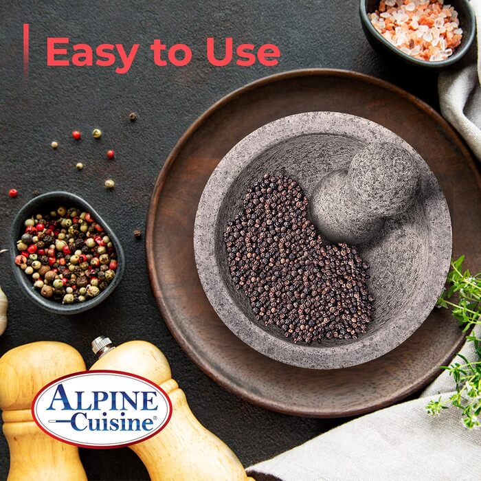 Набір для приготування соусів та спецій Alpine Cuisine: ступка та товкачок з граніту (20,3 см)