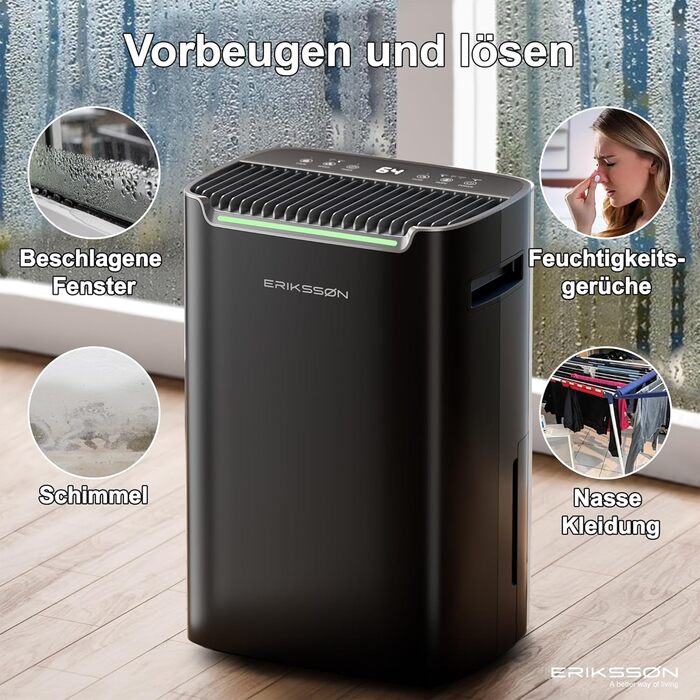 Електричний осушувач повітря з LED-дисплеєм, таймером та захистом від дітей | Здатний видалити 16л вологи на добу | Для приміщень до 70м² | Енергоефективний осушувач з датчиком вологості | Білий (20л - Чорний)