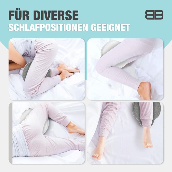 Підкови для ніг BACK BODYGUARD для тих, хто спить на боці - подушка для ніг - подушка для сну на боці з чохлом - подушка для правильної пози в дорослих - підкови для ніг - подушка для ніг для сну на боці - подушка для ніг (1 подушка + білий та сірий чохол