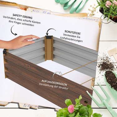 Підвищене грядка, садова грядка, грядка для трав, стійка до погодних умов, відкритий ґрунт, розмір 240 x 60 x 30 см, темно-коричневий