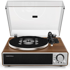 ONE-Q Hi-Fi вініловий програвач з Bluetooth 5.4, вбудованими динаміками, фонокоректором, магнітною голкою AT-3600L, 33/45 об/хв, два режими швидкості