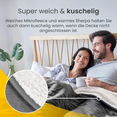 Електрична ковдра Cosi Home 180x130 см з таймером, захистом від перегріву та 10 рівнями нагріву - Кремовий колір