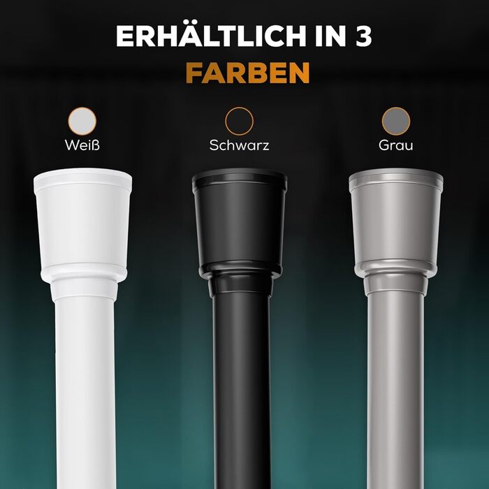 Штанга для штор без свердління 370-420 см, чорна, Ø 32 мм - натяжна штанга для штор, душової кабіни, дверей та шафи