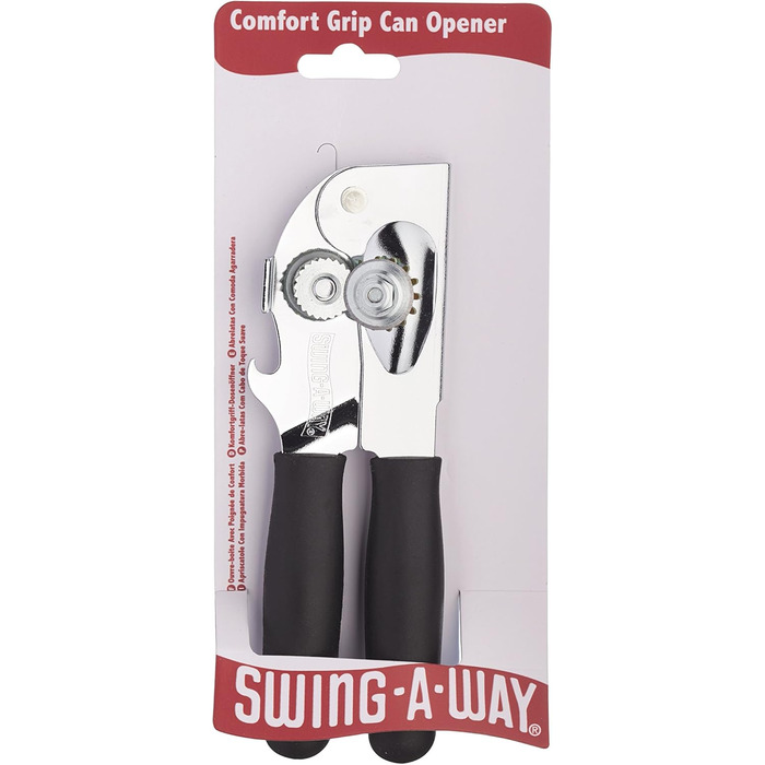 Відкривачка для консервів KitchenCraft Swing-A-Way з нержавіючої сталі з відкривачем для пляшок - 8.5 x 5 x 18 см - Чорний колір