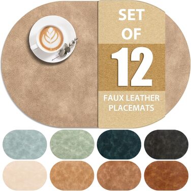 Підставки під тарілки ADRIMER, 6 шт., овал, стійкі до високих температур, водонепроникні, миючіся, 30,5 x 43,2 см, PU, для кухні та обідньої кімнати