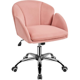 Офісне крісло Yaheetech, виготовлене з ергономічного настільного крісла, з можливістю регулювання висоти до 136 кг, комп'ютерне крісло з підлокітниками і спинкою для вітальні, спальні, офісу, (світло-рожеве, оксамитове)