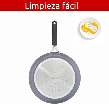 Сковорода Lagostina Tempra Mineral з антипригарним покриттям, 30 см, сталь/алюміній, силіконові ручки, ефект каменю, для всіх типів плит