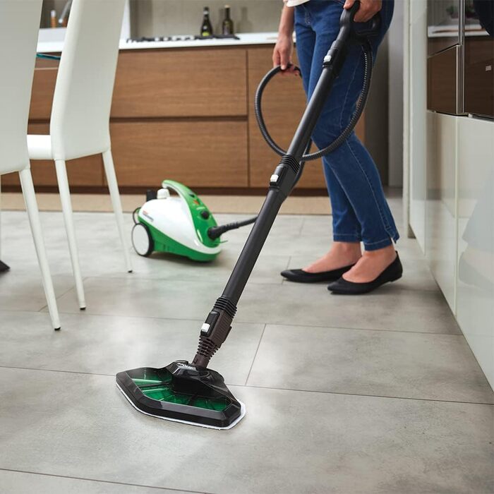 Пароочисник Polti Vaporetto Smart 35 MOP зі щітковою силою випаровування, 3,5 бар, вбиває та усуває 99,99* вірусів, мікробів та бактерій Зелений/Білий