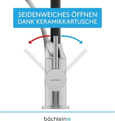 Змішувач для кухні Bchlein Nedo поворотний на 360, однією рукою, гнучка горловина, душ з кнопкою перемикання
