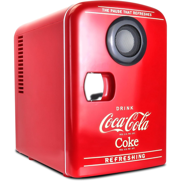 Холодильник Coca-Cola Mini 4L з Bluetooth, для дому, офісу, їжі та напоїв (червоний)
