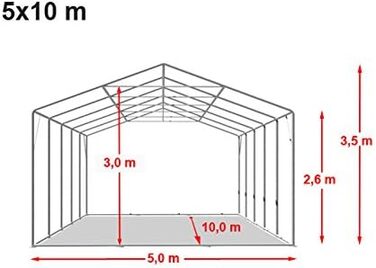 Намет для заходів Festzelt XXL: білий павільйон 5x10 м, висота 2,6 м, матеріал PVC, водонепроникний