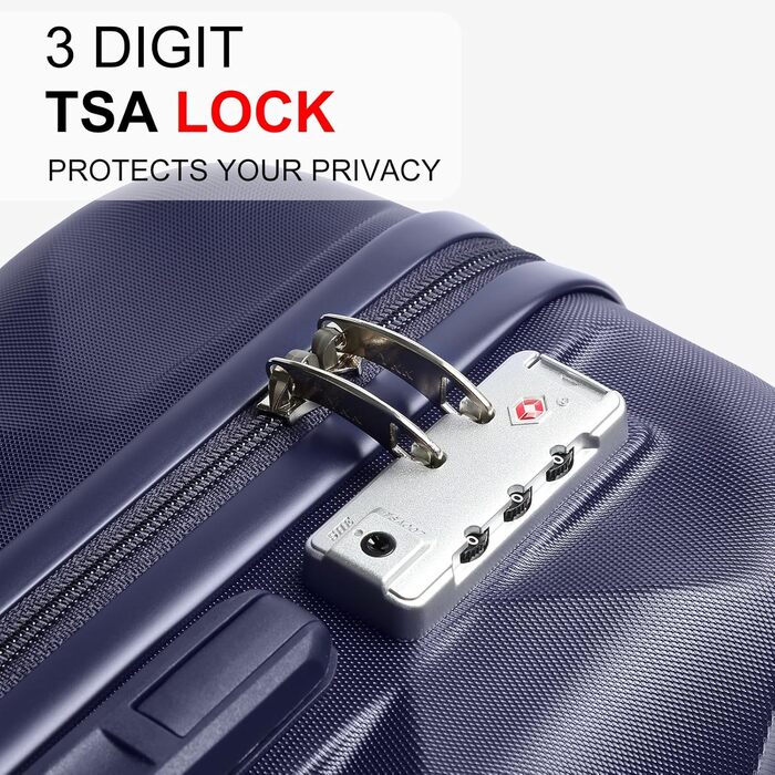 Набір валіз Sea Choice Hardshell 5шт: M, L, XL, + сумка та органайзер, TSA замок, 4 колеса, Рожеве золото (Dunkelblau)