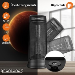 Тепловентилятор MZKH2200 чорний кераміка 2000 Вт