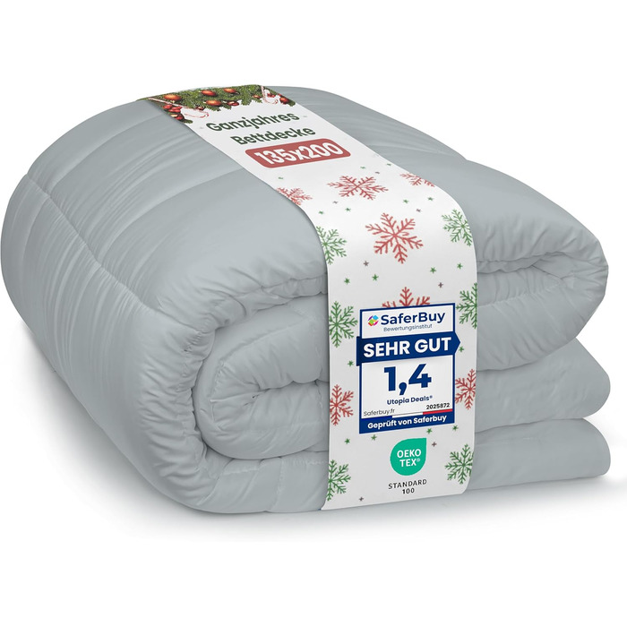 Ковдра Utopia Bedding для 2 осіб, 135x200 см, білий колір, мікрофібра, 4 сезони