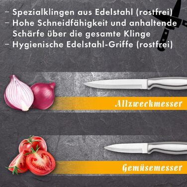 Набір ножів Messerblock з 7 предметів | Набір ножів для кухні з кухонними ножами та ножицями | Набір ножів з нержавіючої сталі C-MBS 4018 білий