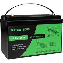 Акумулятор DATOUBOSS 12V 300Ah LiFePO4, 3840 Втгод, 200 А BMS, 15000 циклів, послідовно/паралельно, для автофургонів/морських