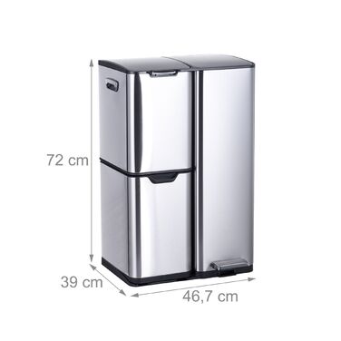 Відро для сміття Relaxdays з 3 відділеннями, 60 літрів