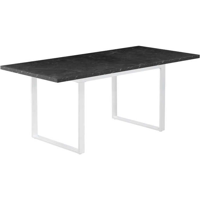 Розсувний обідній стіл B&D Home Anna | 120-160 x 80 см | на 4-6 осіб | стіл для кухні/їдальні | Texas-Eiche | чорне металеве підстав'я | скандинавський/індустріальний дизайн