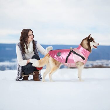 Зимова куртка для собак Olueidy, одяг для домашніх тварин водонепроникна куртка для цуценят теплий одяг для домашніх тварин для собак вітрозахисний одяг для собак світловідбиваючий костюм для кішок для маленьких середніх собак рожевого (м, рожевого) кольо