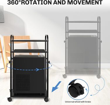 Підставка для ПК Liitrton Mobiler - 3-ярусна, з колесами, білий/чорний