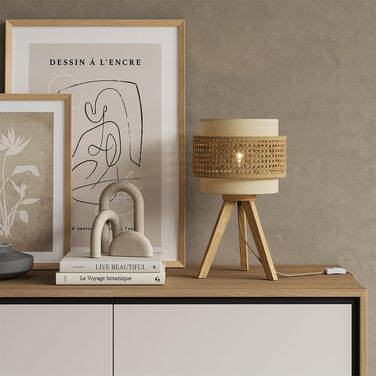 Стійка лампа Vicco Morten з ротангу, 26 x 45 см, для читання, кремового кольору