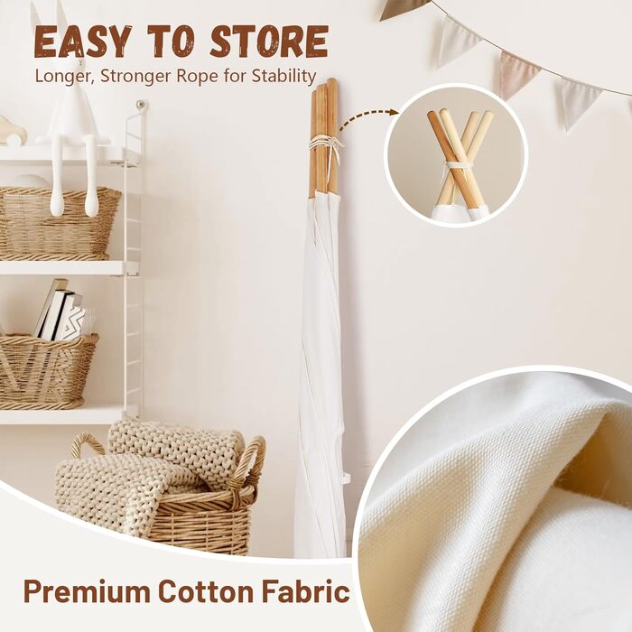 Дитячий намет Wilwolfer Tipi: намет для дітей з бавовни для гри в приміщенні, з сумкою, для дівчаток та хлопчиків, іграшка з чистої бавовни