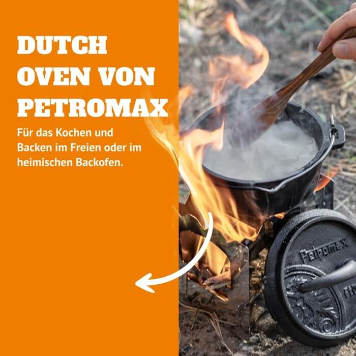 Чавунний казан Petromax Feuertopf (Dutch Oven) з ніжками для готування та випікання на відкритому вогні