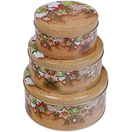 Набір БАНОК для печива з 3 предметів в різдвяному стилі (круглі, Різдвяне печиво)