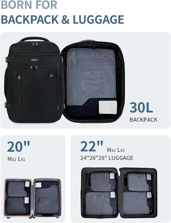 Набір компресійних органайзерів для валізи та рюкзака ECOHUB, 4 шт, з мітками та сіткою, темно-синій