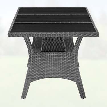 Стіл садовий з поліротанга Takeo Grey 190x90x75см WPC