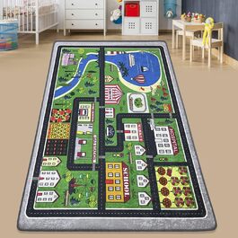 Домашній килим Chilai Дитяча кімната, Дитячий килимок, Ігровий килимок Вуличний килимок для хлопчиків та дівчаток для спальні та ігрової кімнати, Протиковзкий, 30 C можна прати (трафік, 100 x 160 см) 100 x 160 см Трафік