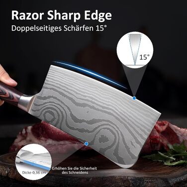 PAUDIN Ніж Сантоку з Дамаської сталі 13 см, професійний кухонний ніж для кухні, надзвичайно гострий, з високоякісної нержавіючої сталі та ергономічною ручкою G10 (ніж-сікач 18 см)