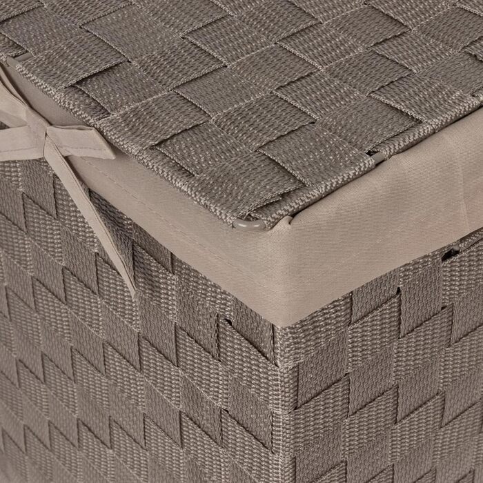 Кошик для білизни RAN6891 Stan з кришкою, ручками, плетіння, металевий каркас, знімний вкладиш з льону, 30 x 30 x 50 см, Бежевий, Коричневий