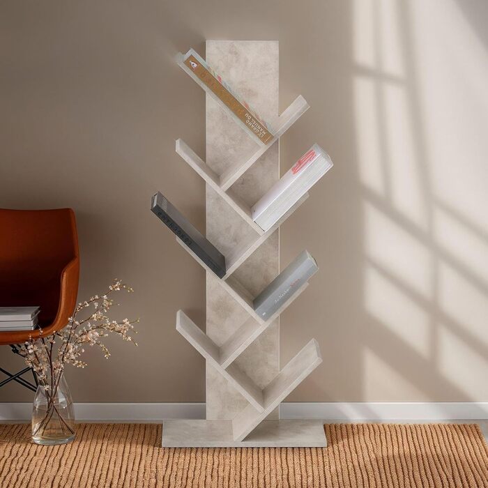 Стильна полиця для книг IDIMEX Jules з бетону - вільного типу, з високоякісної ДСП