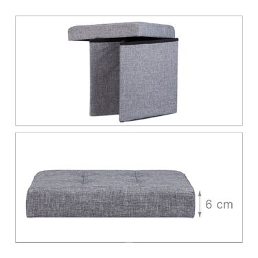 Relaxdays Складний табурет з місцем для зберігання, льон