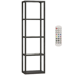Стійка лампа HOMCOM з RGB підсвічуванням та скляними полицями, 4-рівнева LED-стійка лампа з пультом дистанційного керування, синхронізація з музикою, чорного кольору